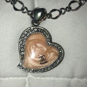 Pretty Pink Heart & Rhonestone Pendant & Necklace